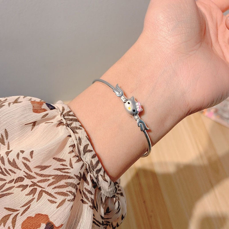 Women's & Children's Korean Style Cartoon Cat Solid Push-pull Bracelets