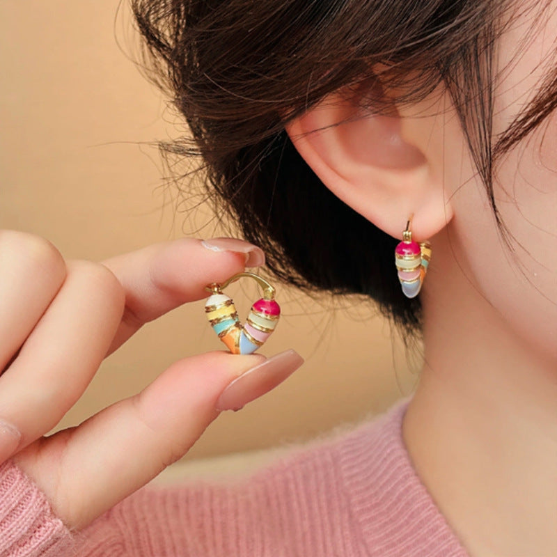 Women's Fashion Rainbow Dripping Oil Love Clip Light Luxury High-grade Unique Rings