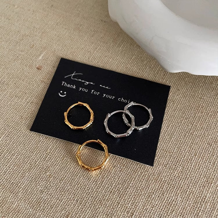 Style Bamboo Joint Female Simple Wild Circle Niche Exquisite Cold Ear Buckle