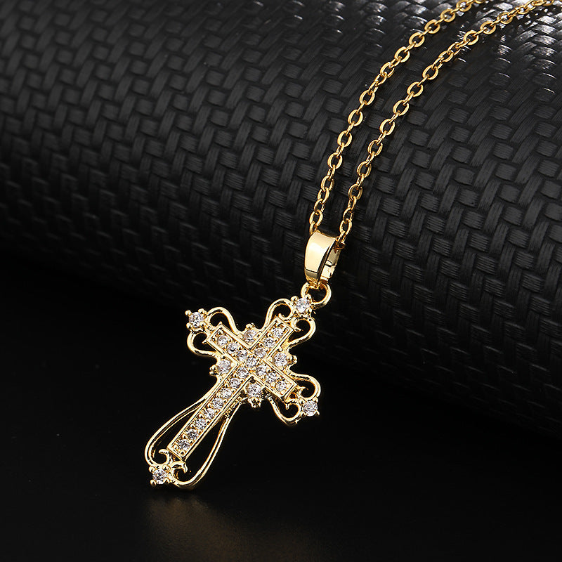 Women's Titanium Steel Palace Style Cross Light Luxury Necklace