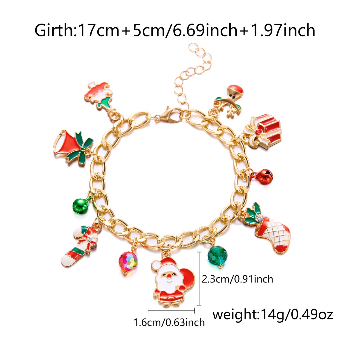 Christmas Creative Snowflake Elk Bell Santa Bracelets