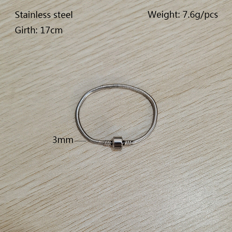 Women's & Men's Metal Stainless Steel Waterproof Colorfast Snake Bone Wear Chain Pan Bracelet