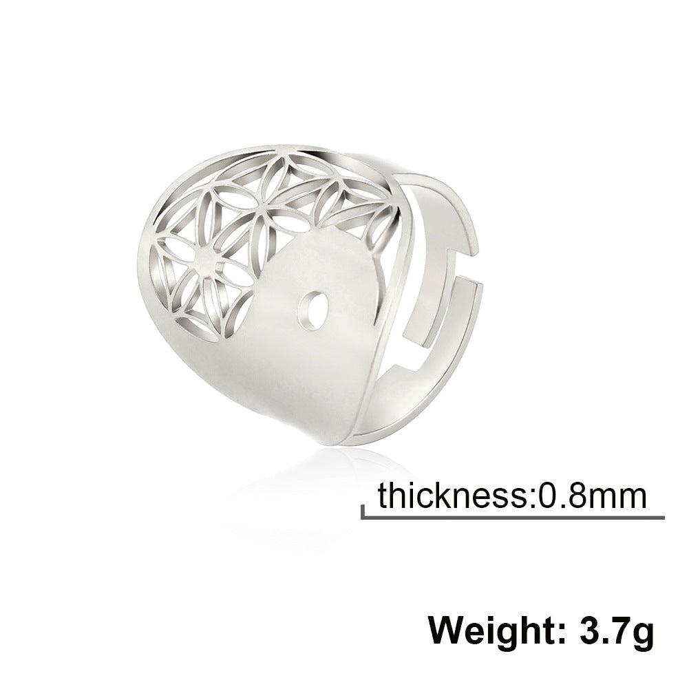 Women's Adjustable Stainless Steel Sacred Geometric For Charm Rings