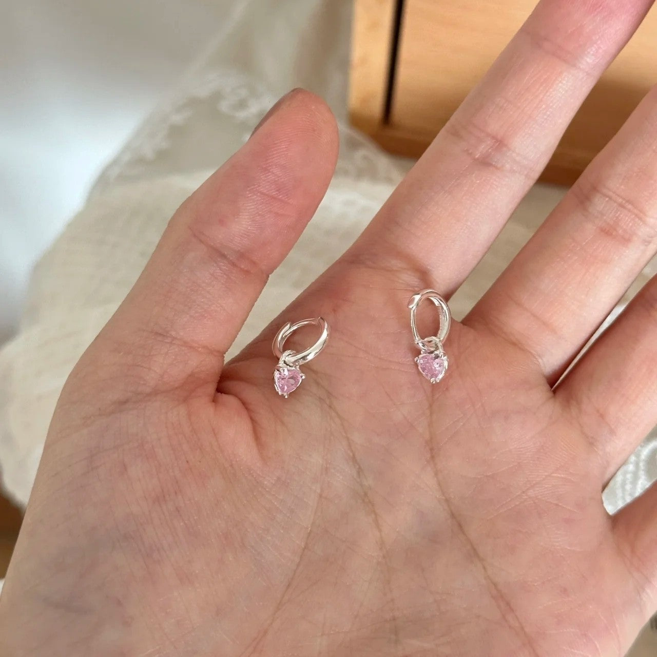 Loving Heart Zircon Clip Sweet Cool Cold Wind Simple Wild Ear Buckle