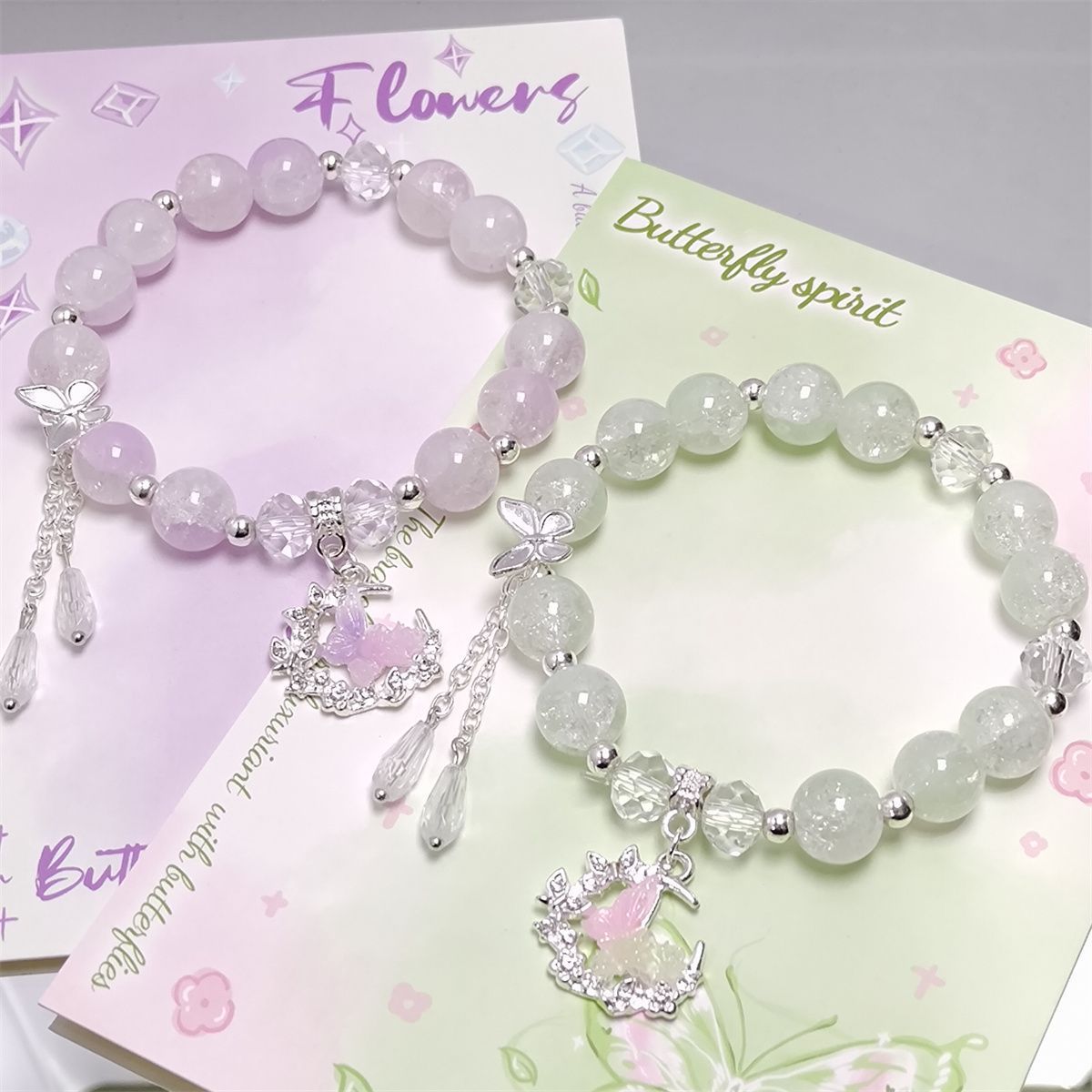 Children's Crystal Butterfly Water Drop Female Design Sense Bracelet