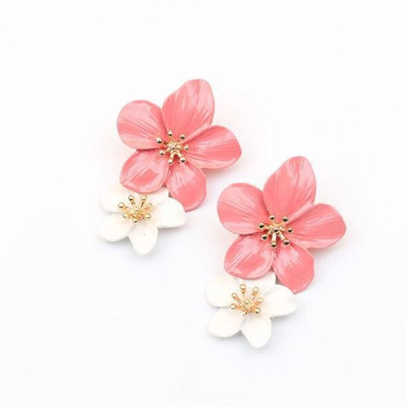 Trend Multicolor Double Layer Flower Simple Earrings