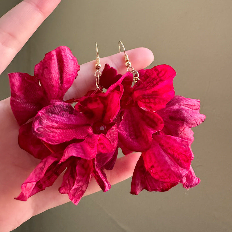 Style High-grade Blooming Petal Beaded Tassel Exquisite Smart Earrings