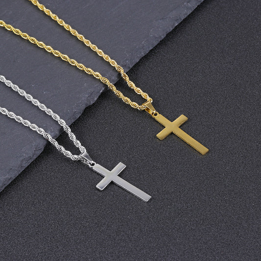 Men's Chain Cross Simple Stylish Glossy Couple Necklaces