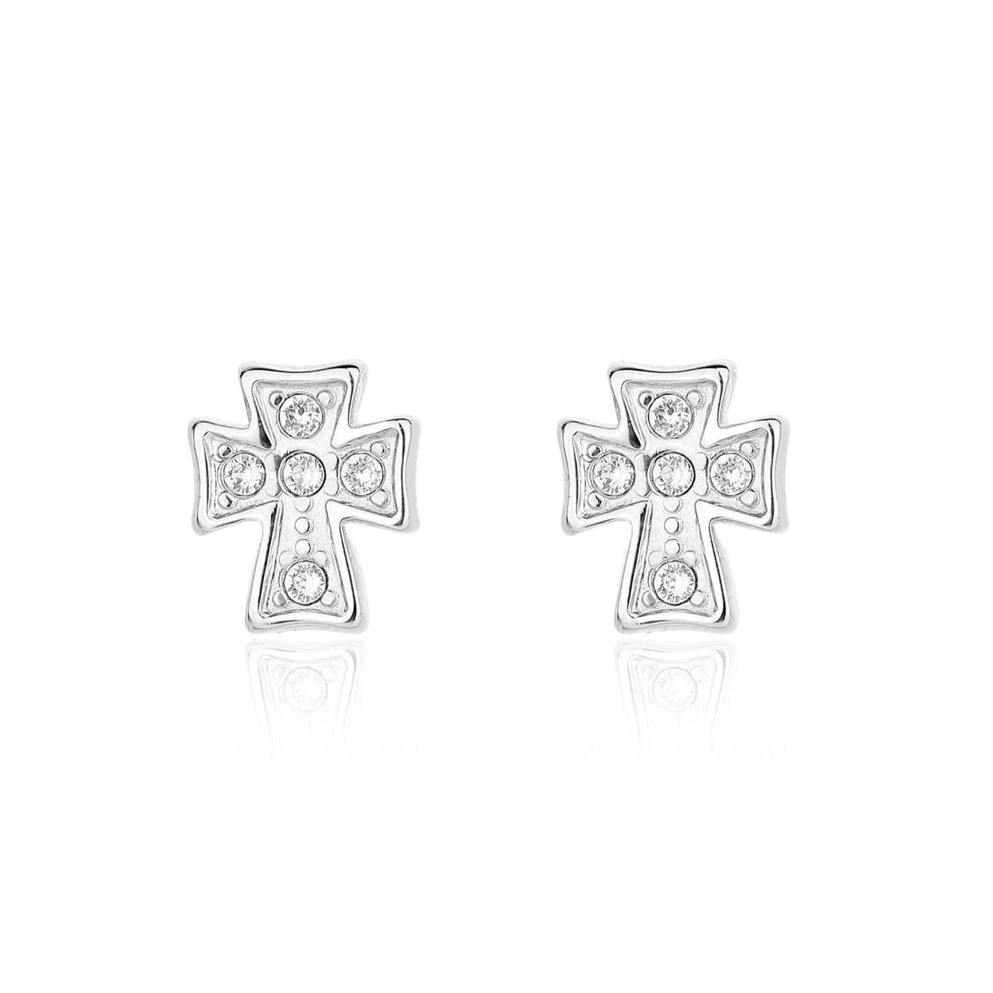 Steel No Fading Cross Full Diamond Ear Bone Piercing Advanced Stud Earrings
