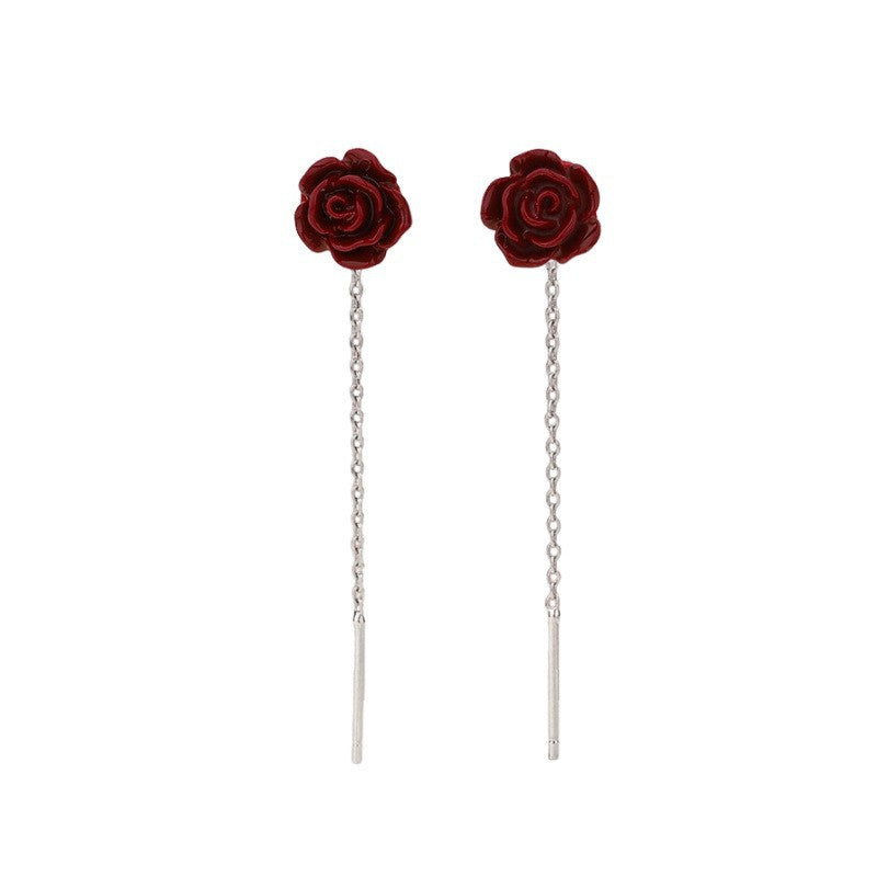 Flower Female French Retro Affordable Luxury Trendy Small Camellia Ear Line