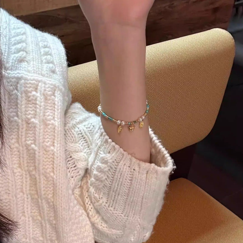Women's Style Butterfly Pearl Turquoise Affordable Luxury Fashion Design High-grade Bracelet
