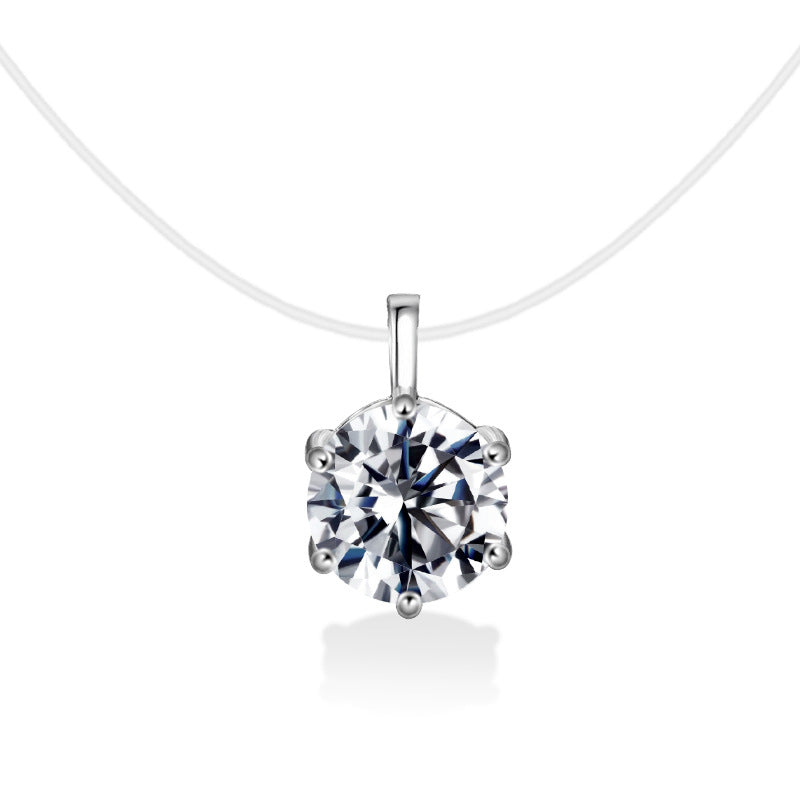 Faint Without Feeling Invisible Fishing Line Flash Natural Topaz Blue Necklaces