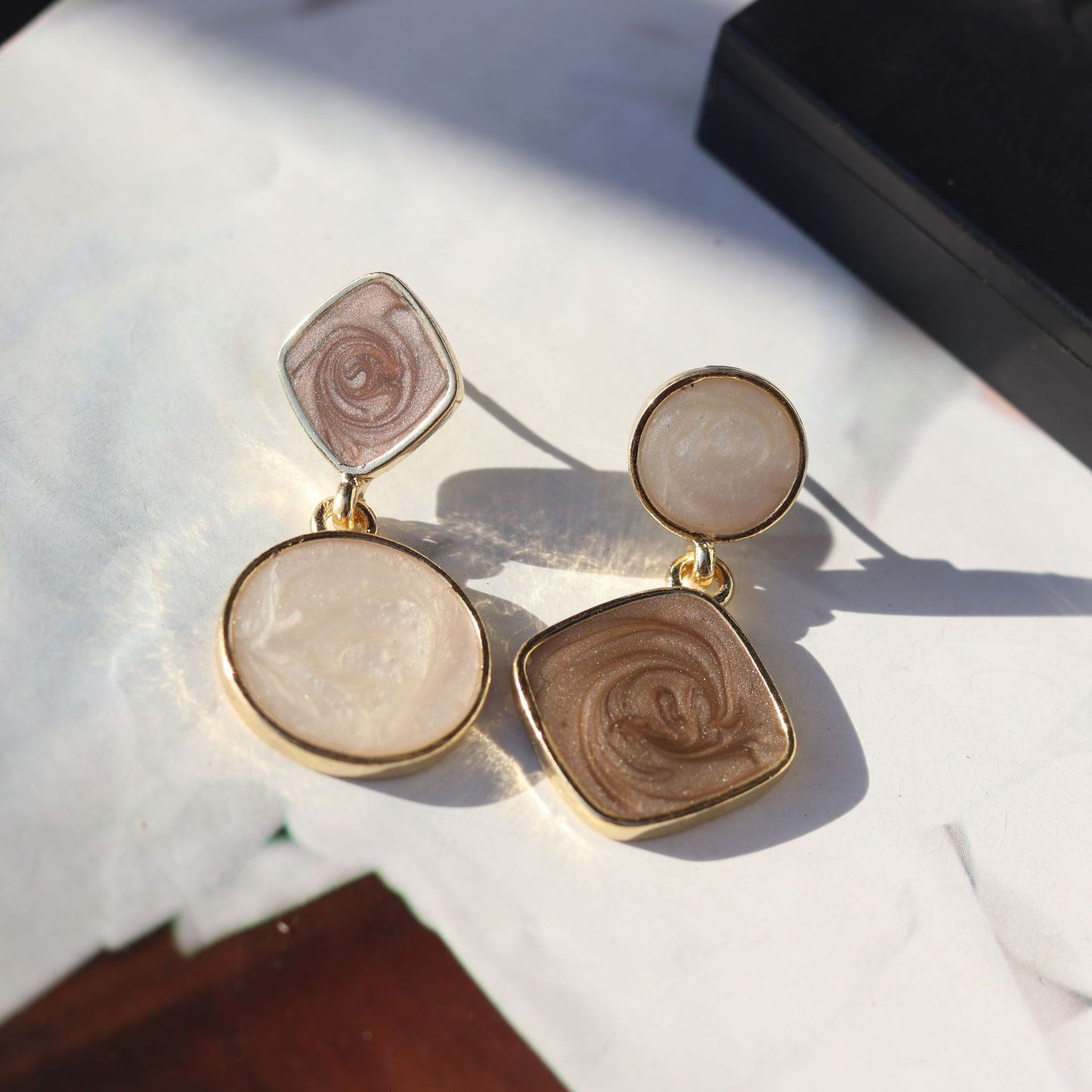 Asymmetric Simple Dripping Oil Style Painting Starry Stud Earrings