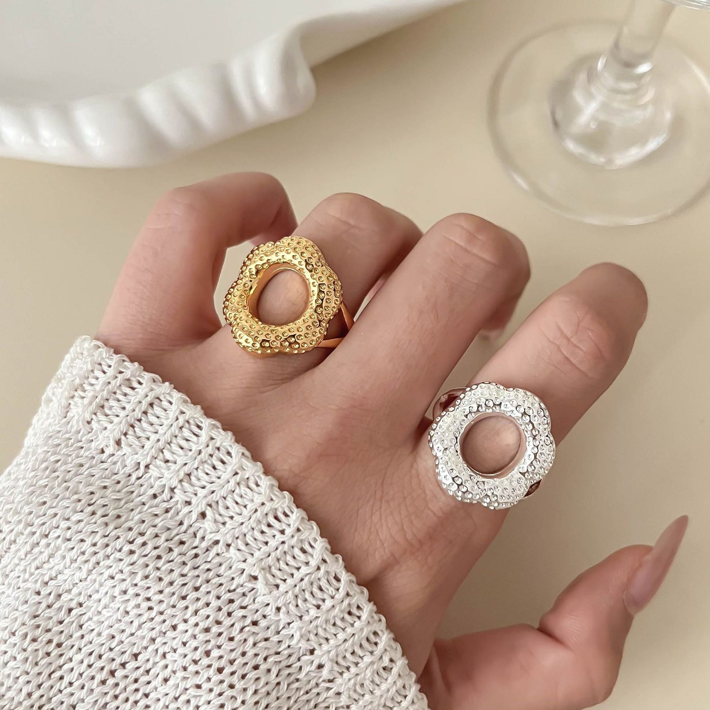 Interest Light Luxury Retro Minority Wide Personality Versatile Opening Adjustable Ring