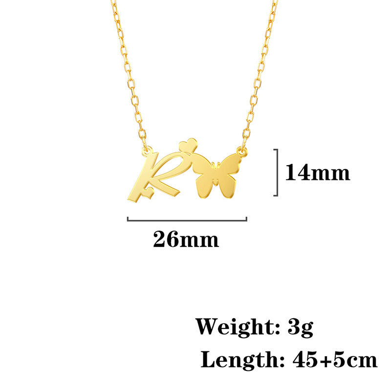 Stainless Steel Butterfly Love Letter High-grade Clavicle Pendants