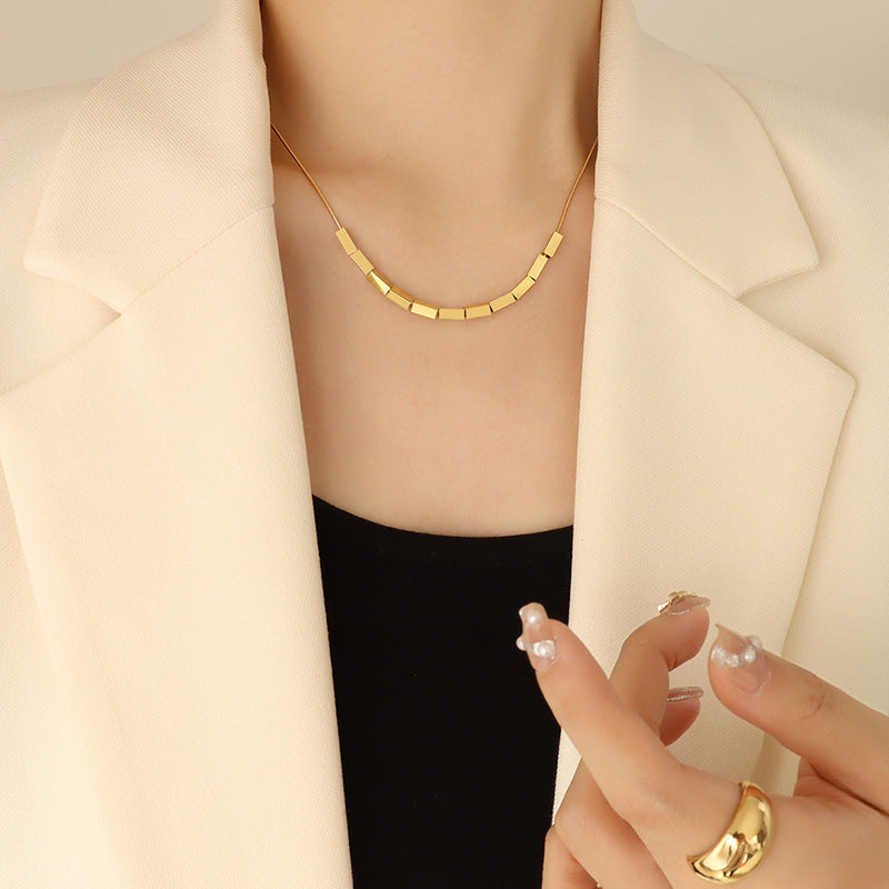 Korean Style Summer Geometric Square Personalized Titanium Steel Necklaces