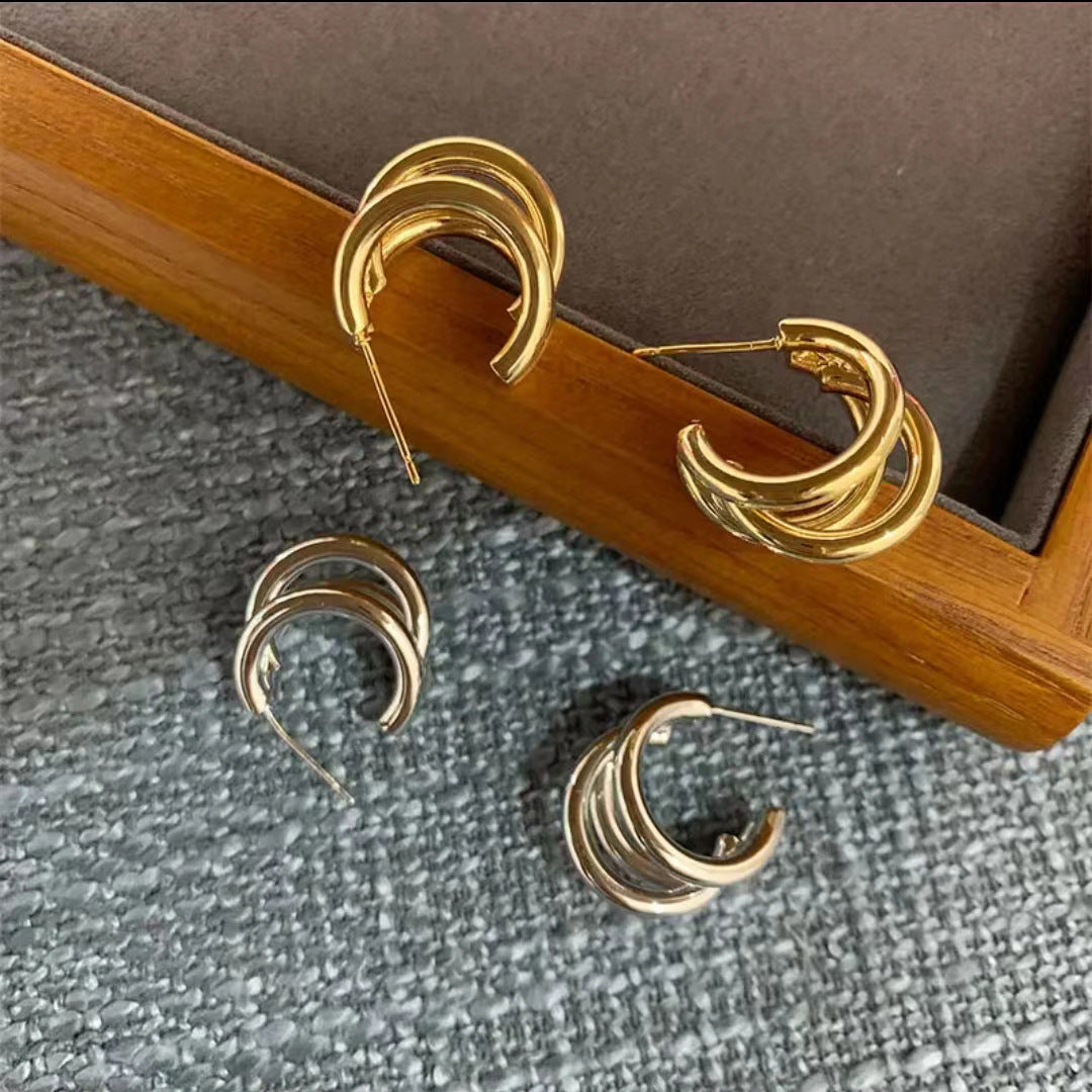 Elegant Queen Metal Geometry Sier Needle High Quality Rings