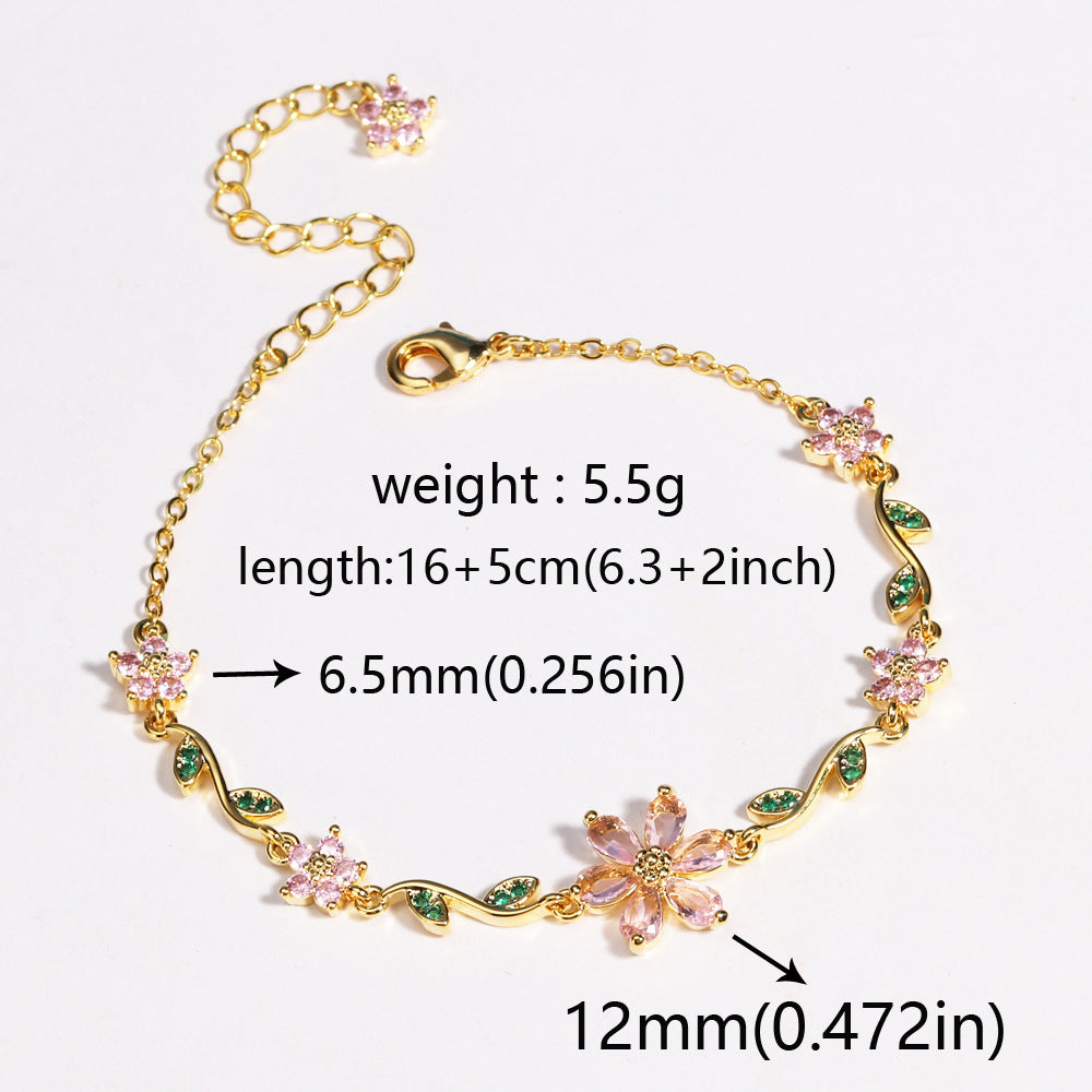 Cute Sweet Pastoral Style Love Heart Flowers Valentine's Day Bracelet