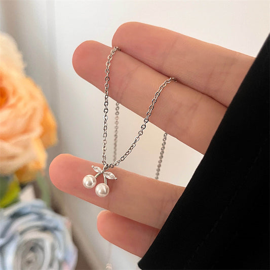 Women's Sterling Sier Cherry Cold Style Light Luxury Minority Necklace