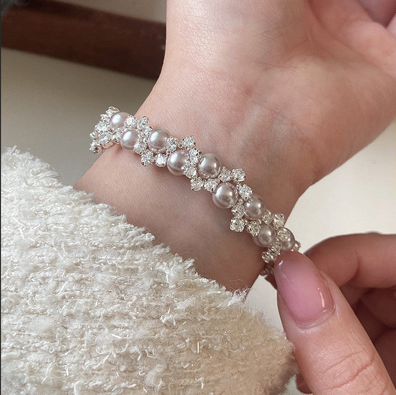 Women's Lace Pearl Flower Fashion Handmade Bead Woven Bracelets