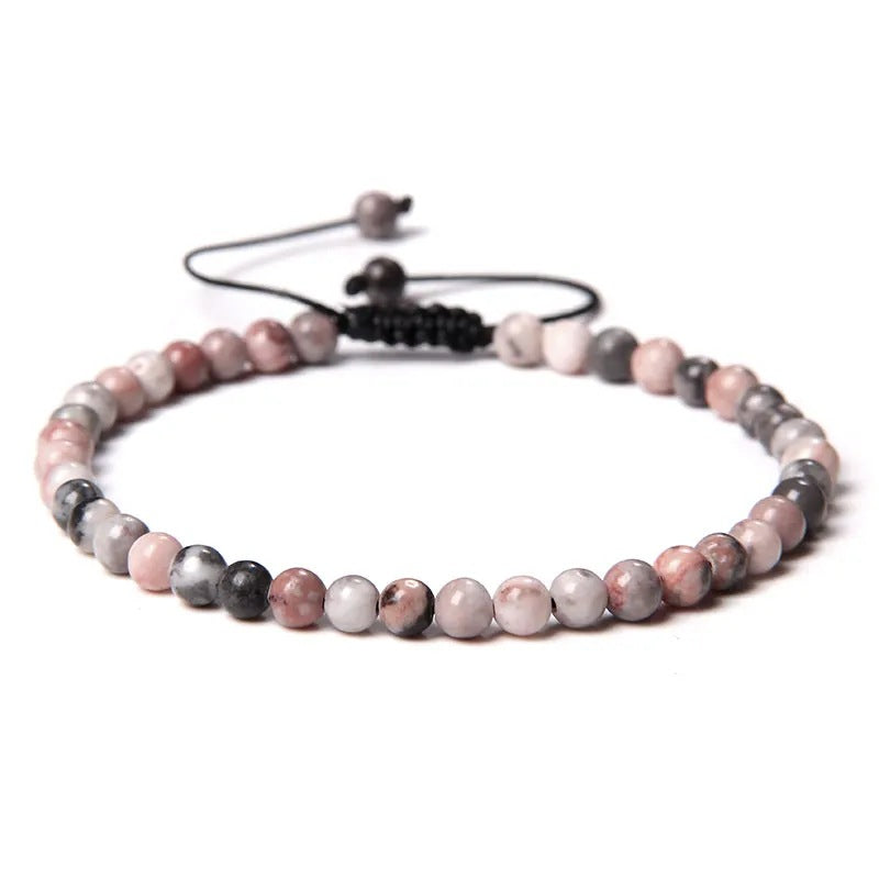 Agate Stone Braided Adjustable Gemstone Beads Bracelet