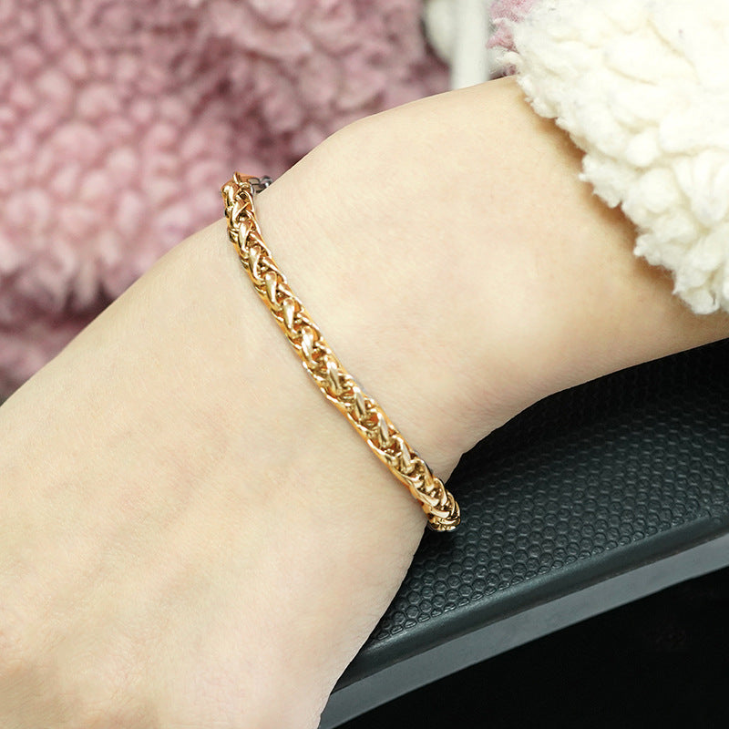 Women's & Men's Steel Keel Chain Fashionable Gold-plated Titanium Bracelets