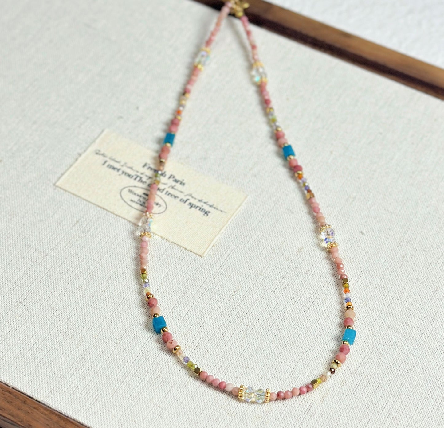 Women's Style Pink Rose Stone Beaded High Sense Light Luxury Minority Necklace