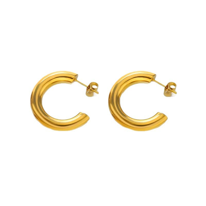 Stainless Steel Exaggerated Shaped Thick Circle Geometric Round Rings