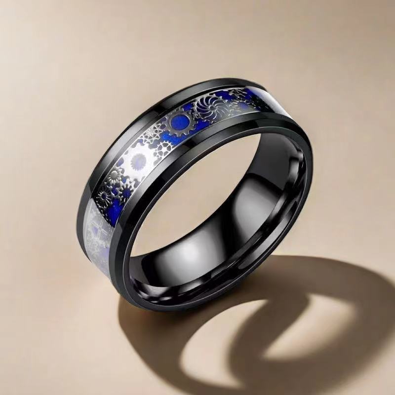 Men's Titanium Steel Fashion Personalized Gear Jewelry Rings