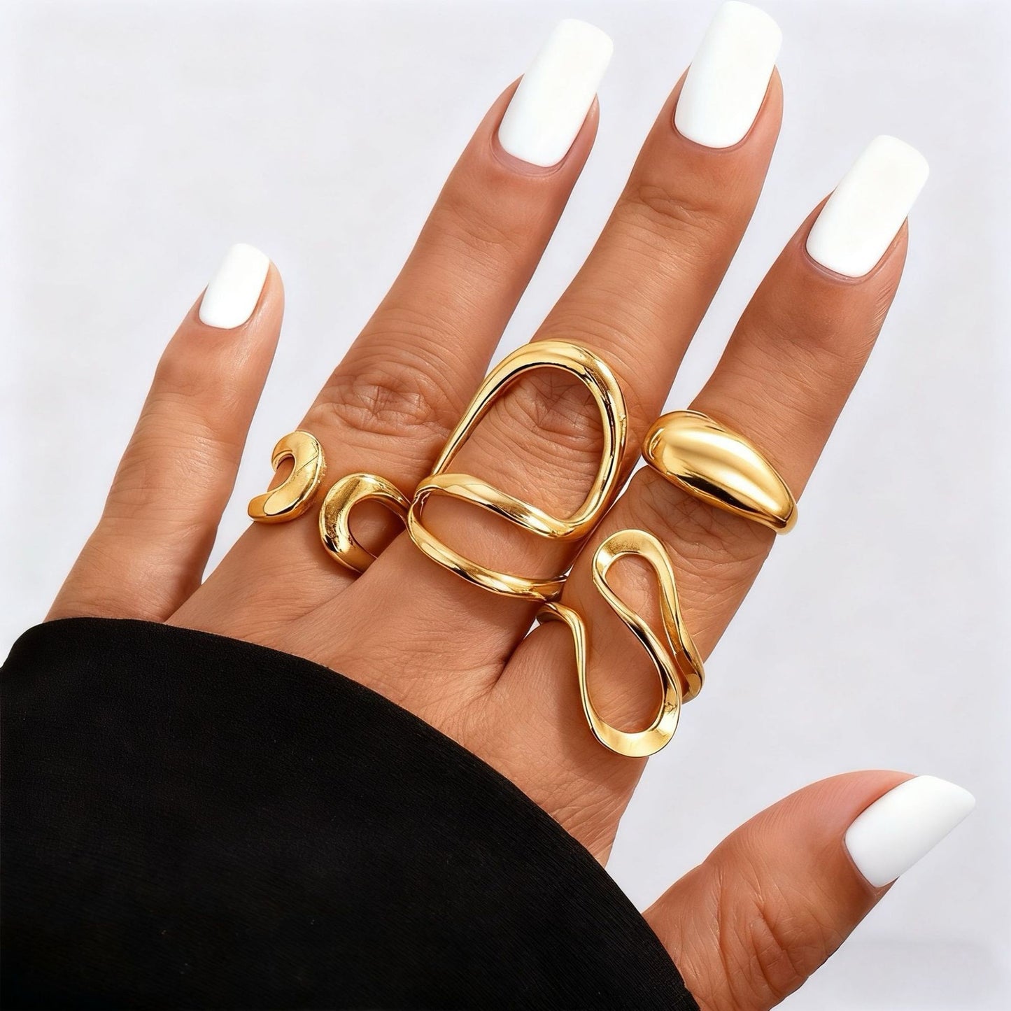 Hand Vintage Metal Geometry Irregular Diamond Ring
