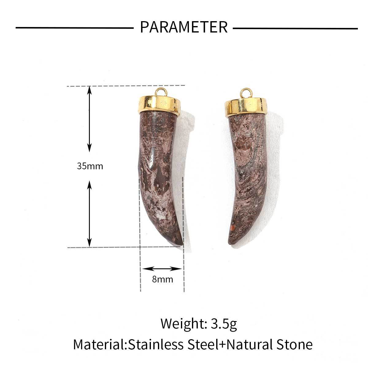 Horn Natural Stone Stainless Steel Bohemian Pendants