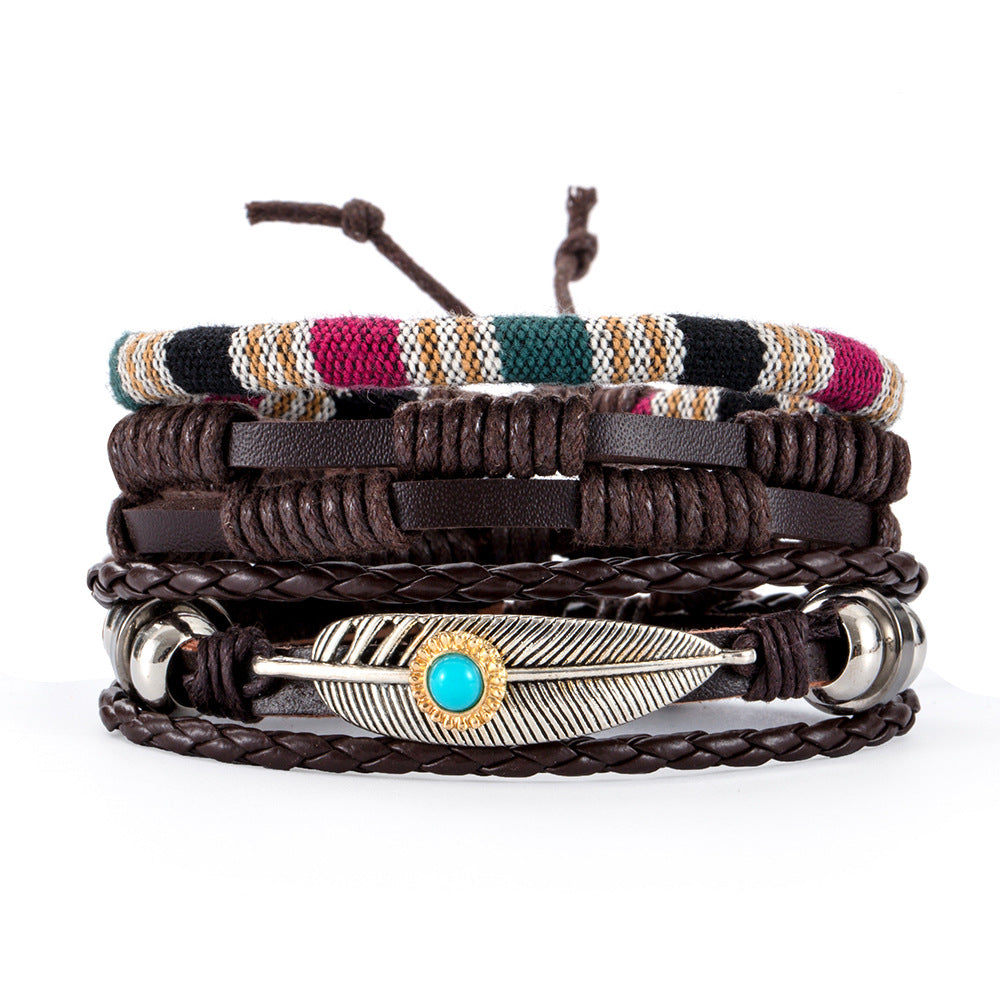 Women's & Men's Ornament Simple Hand Woven Rope Leather Bracelets