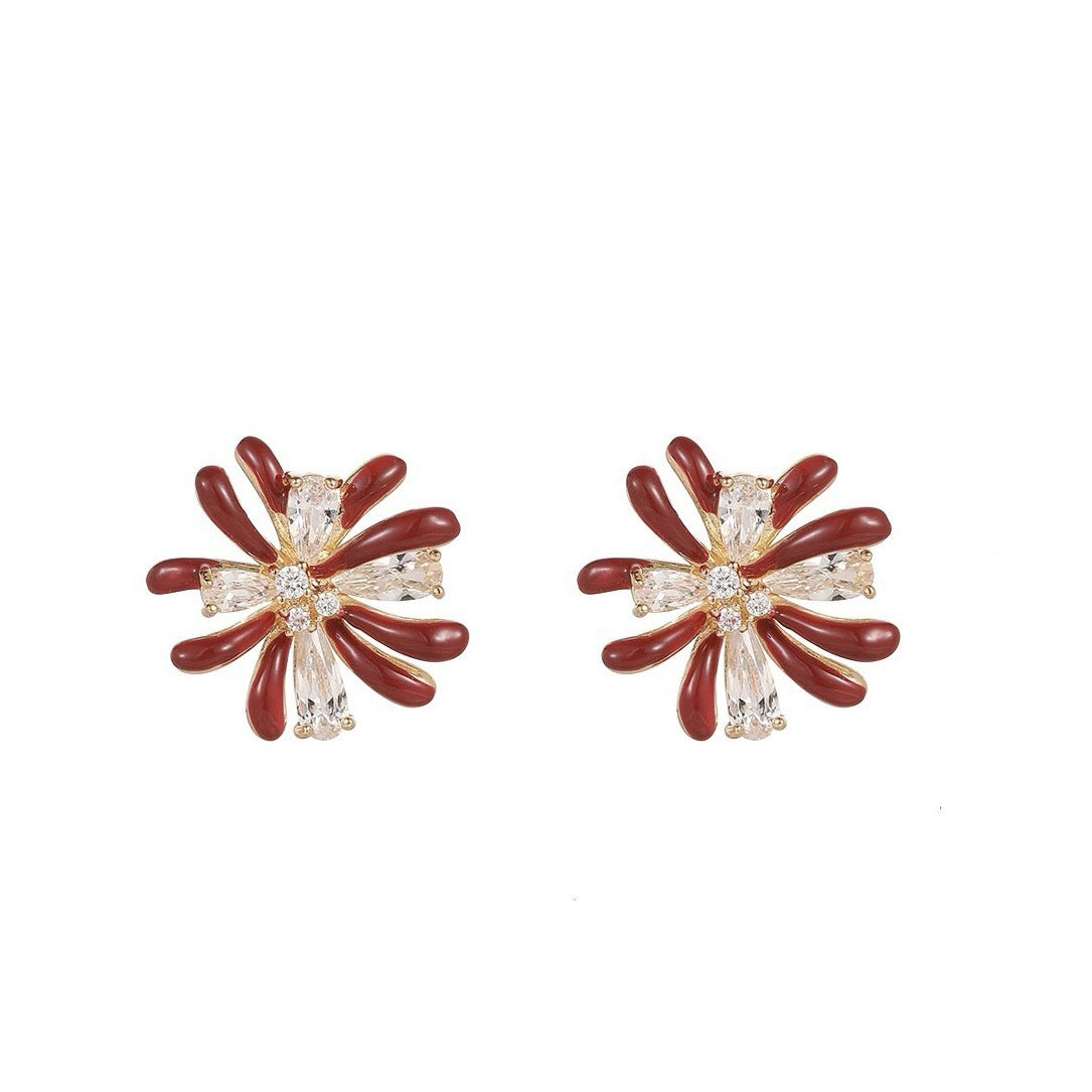 Oil Drop Zircon Fireworks Minority Fashion Colorful Temperament Design Unique Stud Earrings