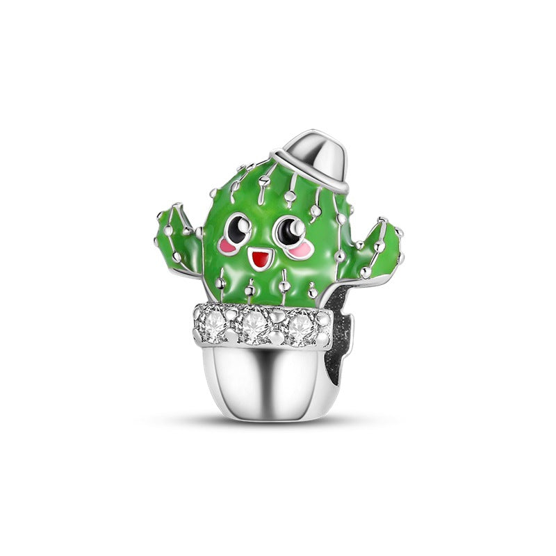 Versatile Women's Cactus Charm Sier Beads Jewelry Accessories
