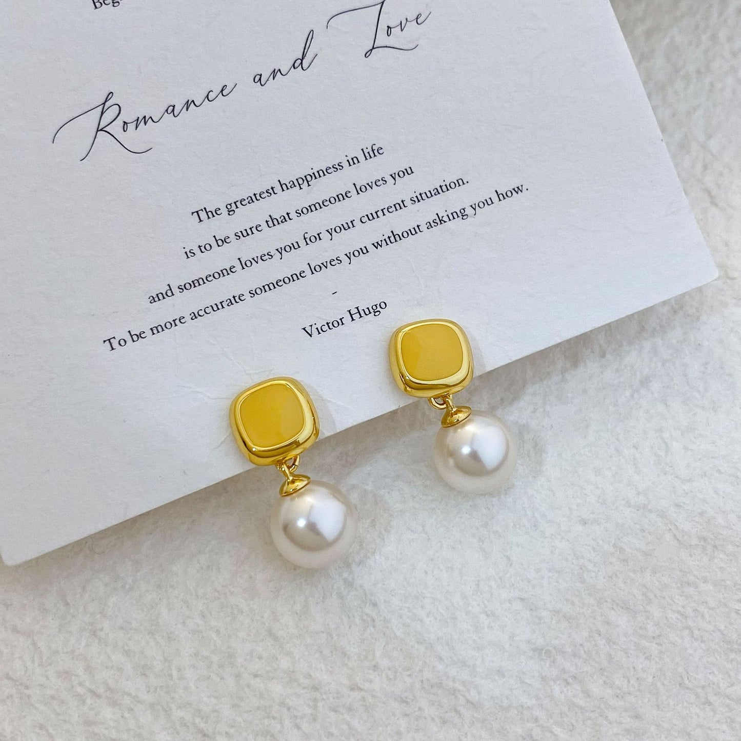 Plated Real Gold Ginger Flower Enamel Drip Glazed Female Sweet Earrings