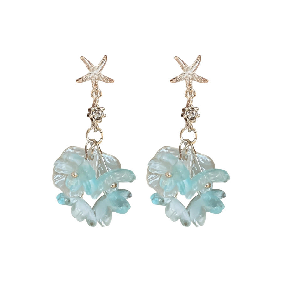 Women's Fresh Flower Pearl Light Luxury Temperament Fashion White Zircon Design Earrings