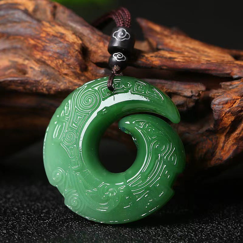 Women's & Men's Jade Good Luck Comes Safety Buckle Pendants