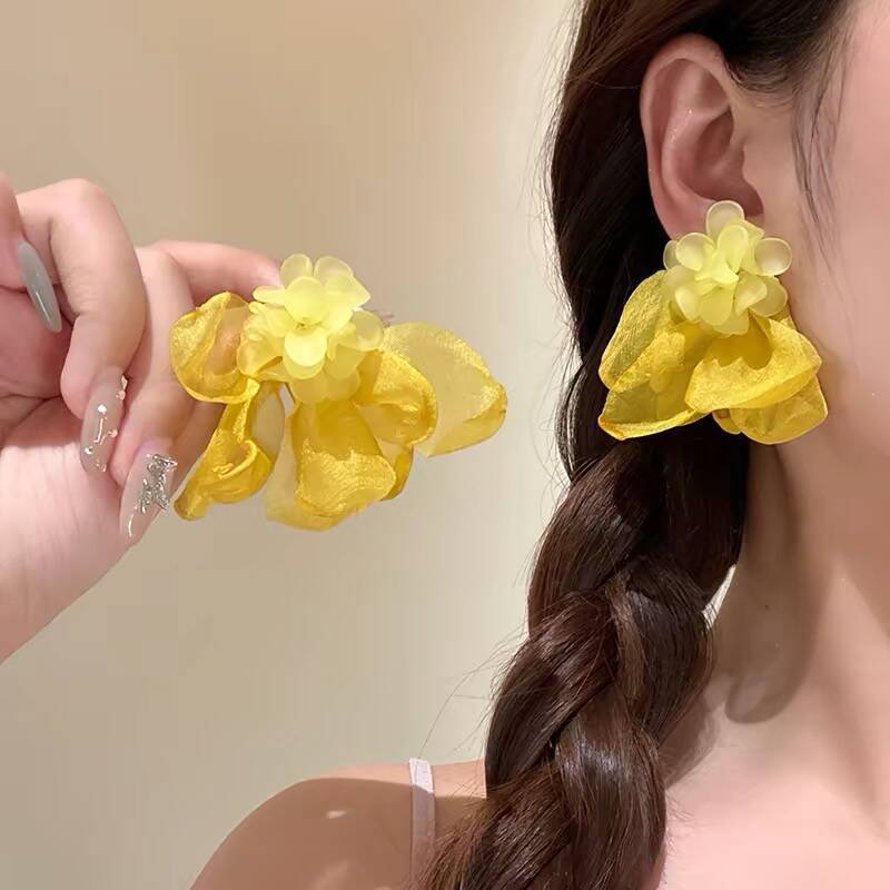 Seaside Vacation Style Flower Tassel Female Atmosphere Fairy Beaded Rings