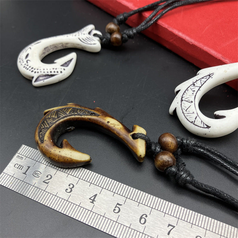 Accessories Vintage Resin Maori Fishhook Imitation Necklaces