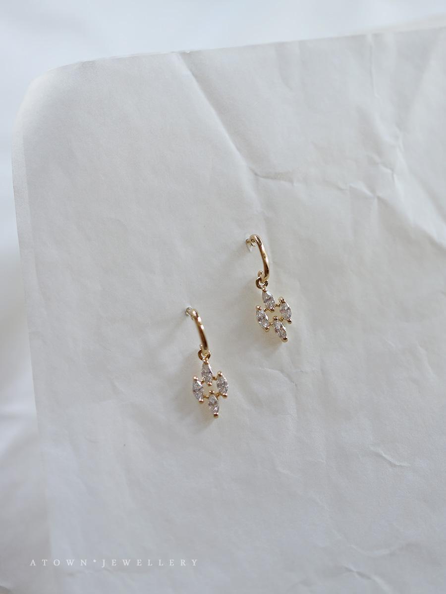 Women's Sterling Sier Gold-plated Four Diamond Shaped Earrings