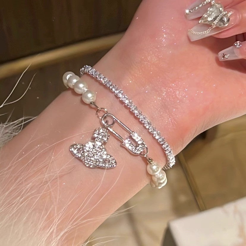 Women's Style Saturn Pearl Affordable Luxury Fashion Niche High Sense Full Bracelets