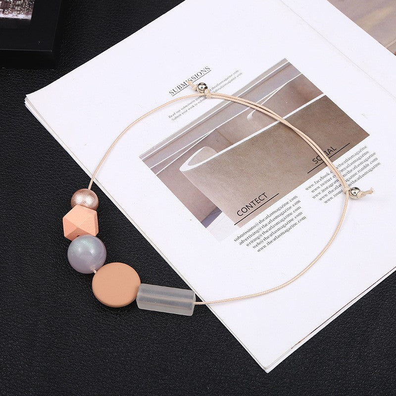 Women's Geometric Beaded Light Luxury Fashion Simple Clavicle Necklaces