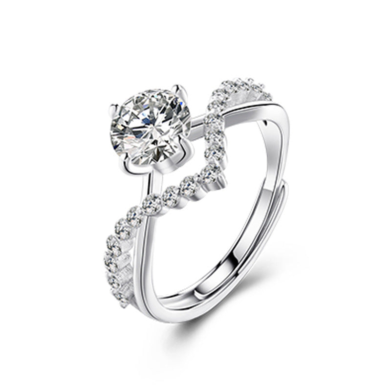 Women's & Men's Couple Four Claw Karat Zircon Diamond Rings