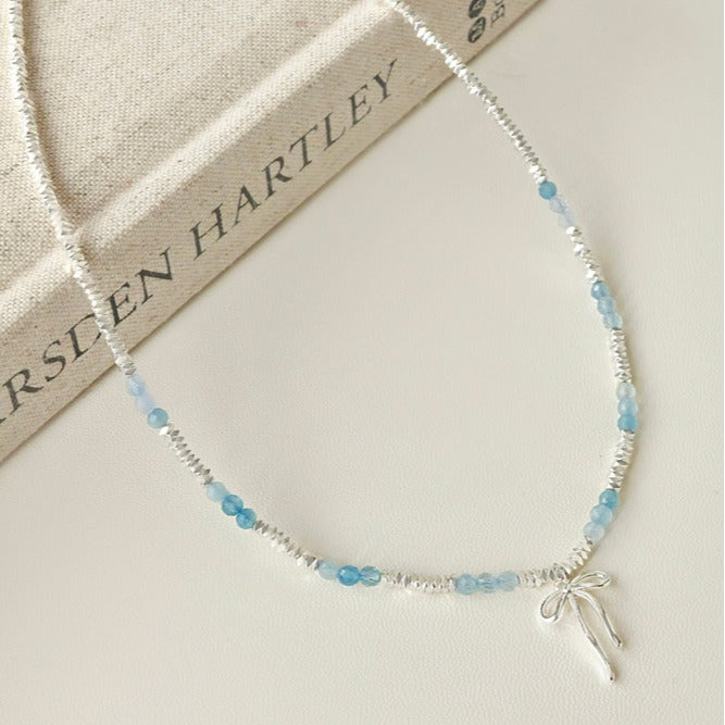 Korean Style Light Luxury Minority Blue Beaded Small Pieces Of Necklaces