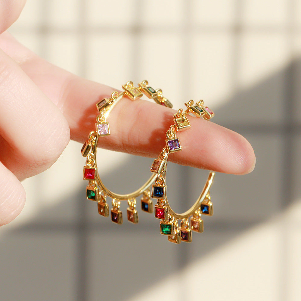 Fan Fashion Large Circle Gold Zircon National Style Rings