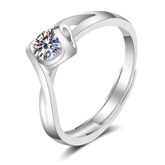 Angel Kiss Hollow Heart-shaped Korean Fashion Love Couple Wedding Diamond Ring