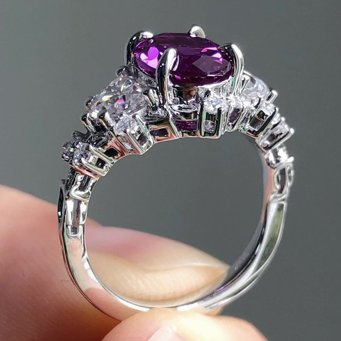 Women's Alloy Inlaid Purple Zircon Engagement Rings