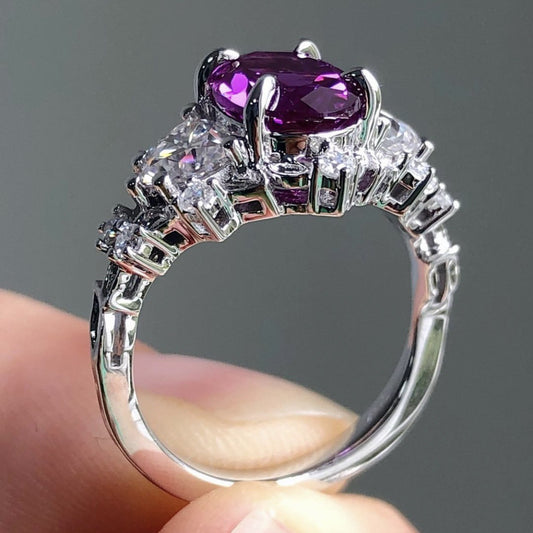 Women's Alloy Inlaid Purple Zircon Engagement Rings