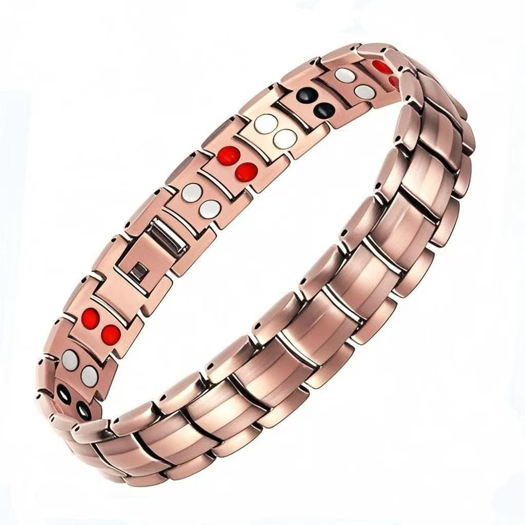 Men's Metal Bronze Magnet Retro Wide Row Bracelets