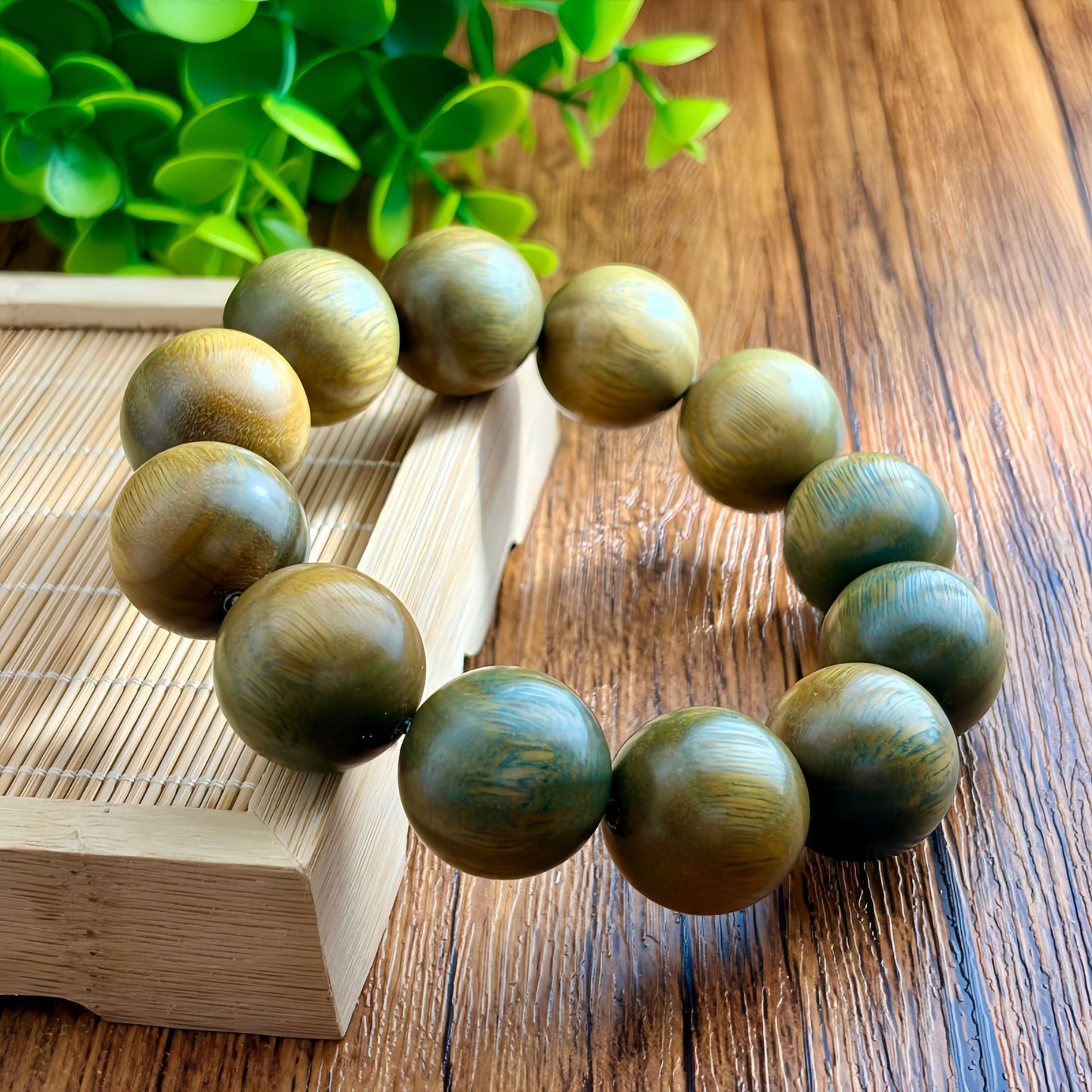 Natural Argentina Green Sandalwood Buddha Beads Ethnic Retro Couple Bracelet